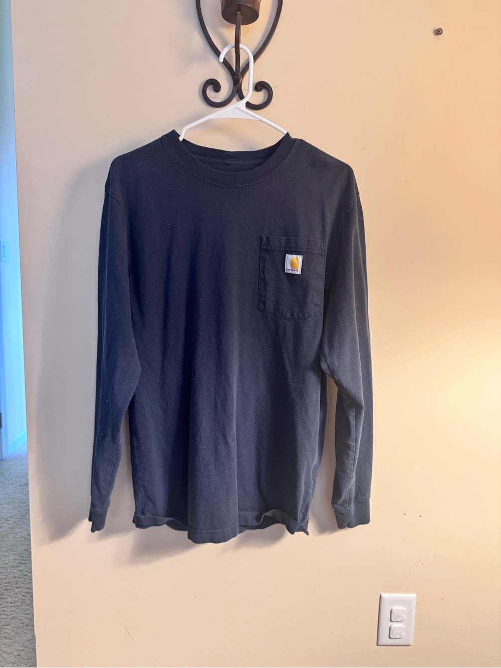 Carhartt Men’s Small navy Long Sleeve Pocket Tee Support The Trades Shirt S